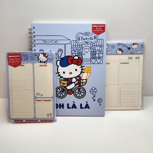 Hello Kitty Rare French Bundle | Spiral Notebook, Weekly Planner, To Do List NEW